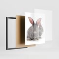 Plakat w ramie 40x50 - Uroczy królik wśród natury - królik, zając - rama czarna