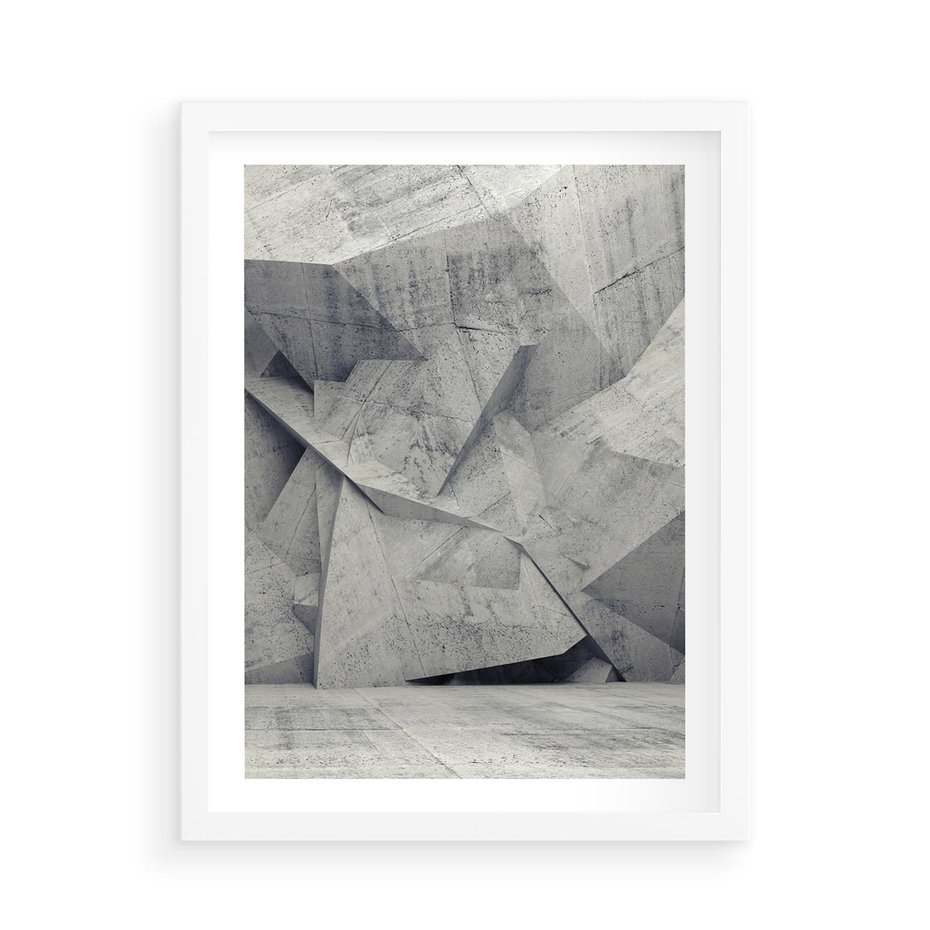 Plakat w ramie 50x70 - Architektura w trójwymiarowym wymiarze - architektura, 3D - rama biała