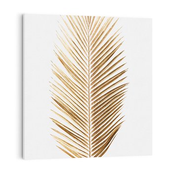Obraz na płótnie 60x60 - Złoty blask palmowego liścia - złota, palma
