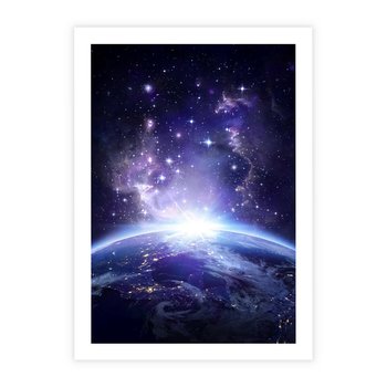 Plakat bez ramy 30x40 - Podróż w kosmiczną przestrzeń - kosmos, ziemia