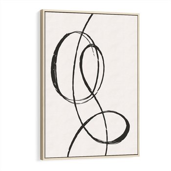 Obraz w ramie 50x70 - Zaklęte Linie - abstrakcyjne szkicowane linie, minimalizm - rama drewno