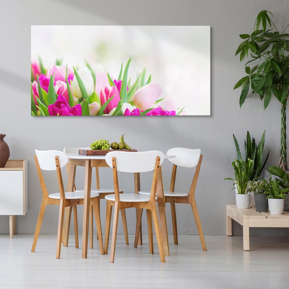 Obraz na płótnie 120x60 - Tulipany w pełnym rozkwicie - tulipany, kwiaty