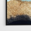 Obraz w ramie 70x100 - Rozlane Turkusy - Turkusowe plamy, złote elementy - rama czarna