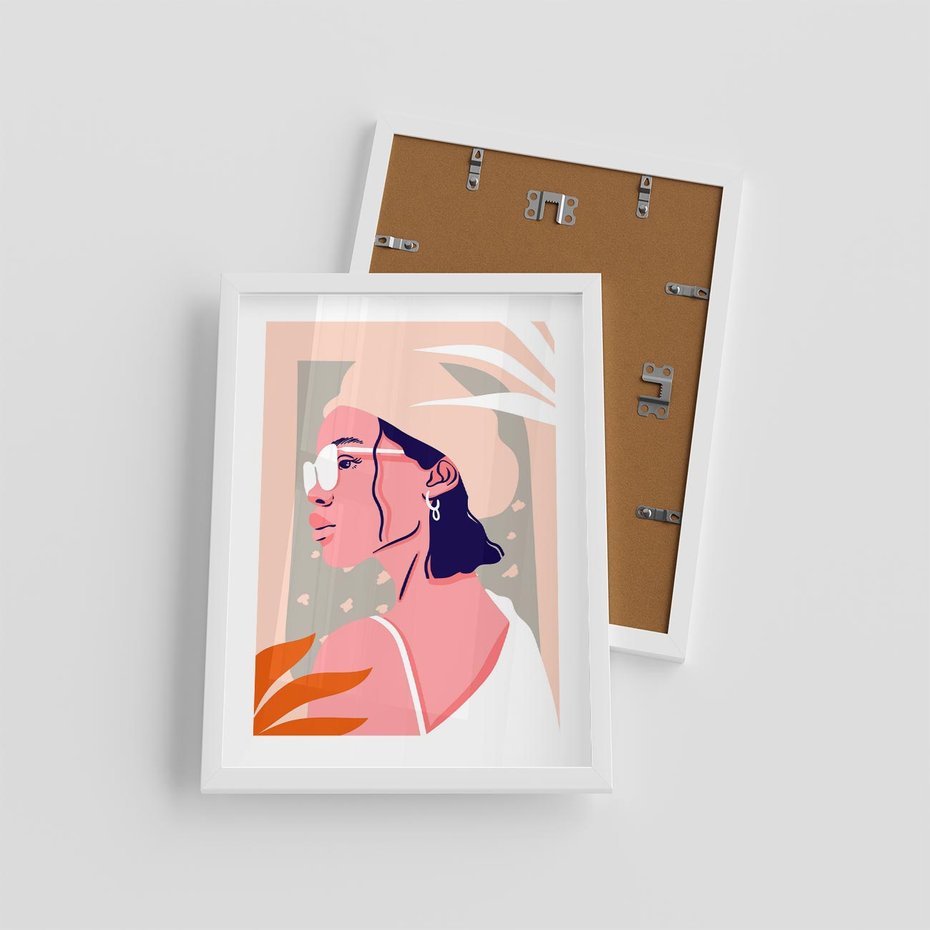 Plakat w ramie 30x40 - Kobieca Esencja - nowoczesny plakat, styl retro - rama biała