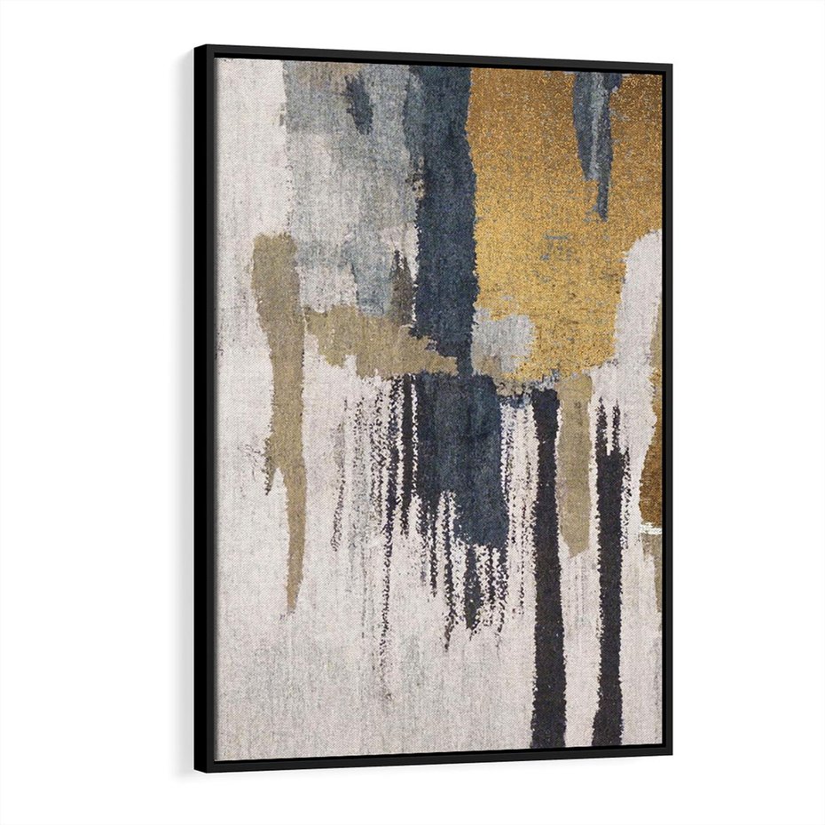 Obraz w ramie 70x100 - Odyseja w świetle i cieniu - abstrakcja, porysowana ściana - rama czarna