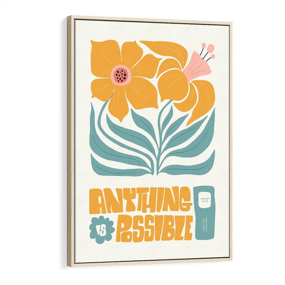 Obraz w ramie 70x100 - Kolorowa Harmonia - sztuka nowoczesna, pastelowe kwiaty - rama drewno