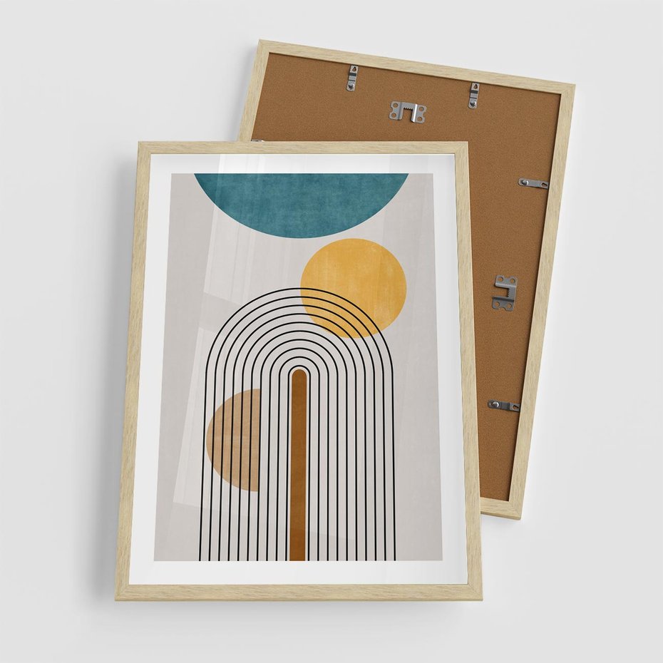 Plakat w ramie 50x70 - Wewnętrzne Labirynty Form - styl mid century, nowoczesna sztuka - rama drewno