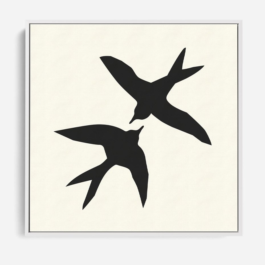 Obraz w ramie 50x50 - Kreatywne Echa - jaskółki, minimalizm - rama biała