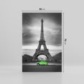 Obraz na płótnie 50x70 - Paryskie Romantyczne Spotkanie - Eiffla, samochód