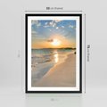 Plakat w ramie 50x70 - Zachód słońca na plaży - plaża, zachód - rama czarna