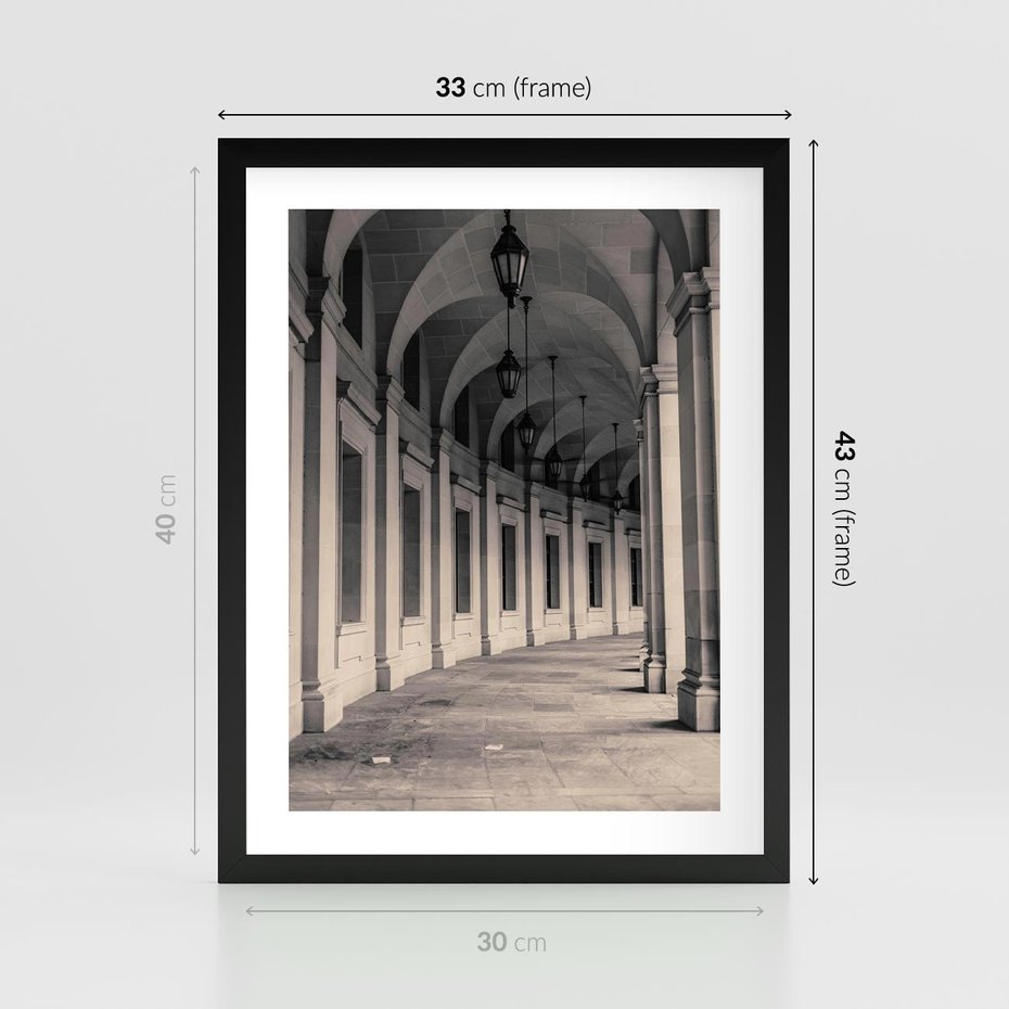 Plakat w ramie 30x40 - Kolumny Elegancji - architektura, kolumny - rama czarna