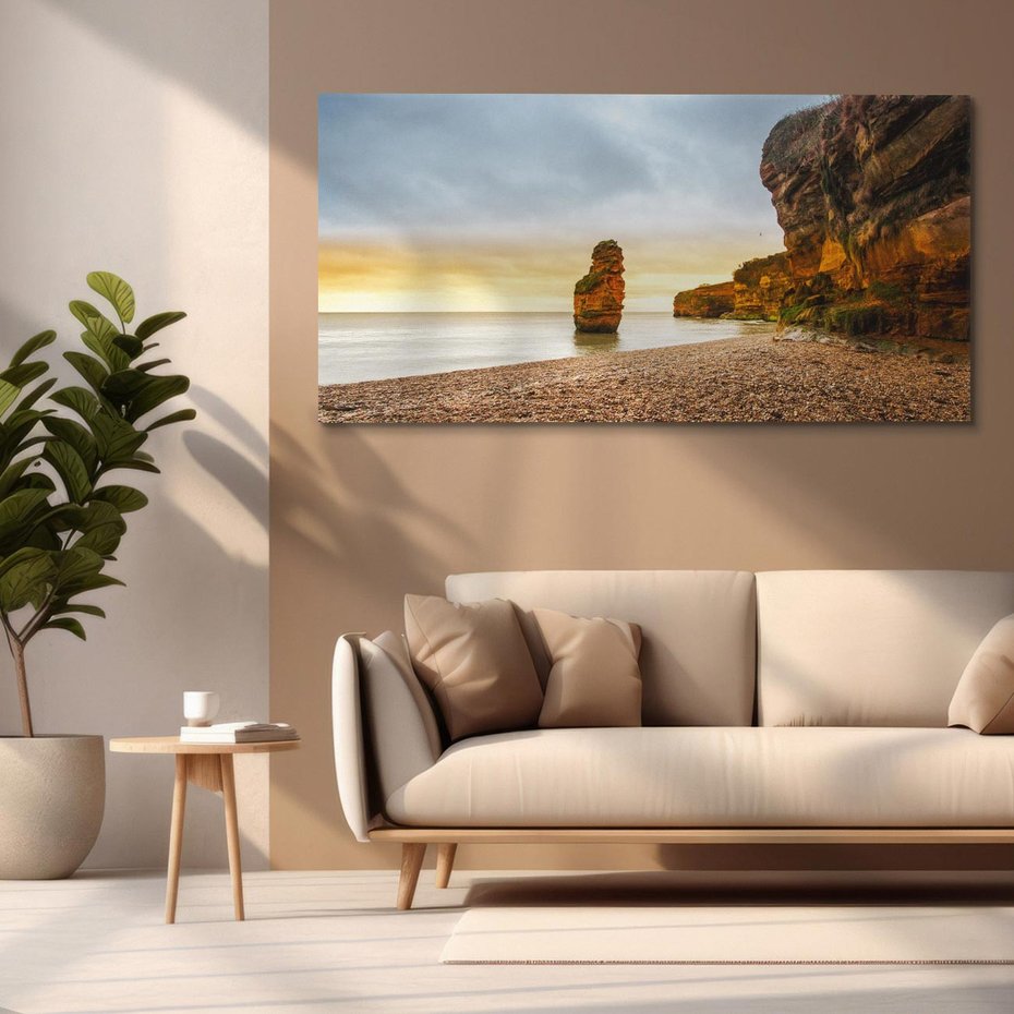 Obraz na płótnie 100x50 - Plaża Morza z Skałami - plaża, morze