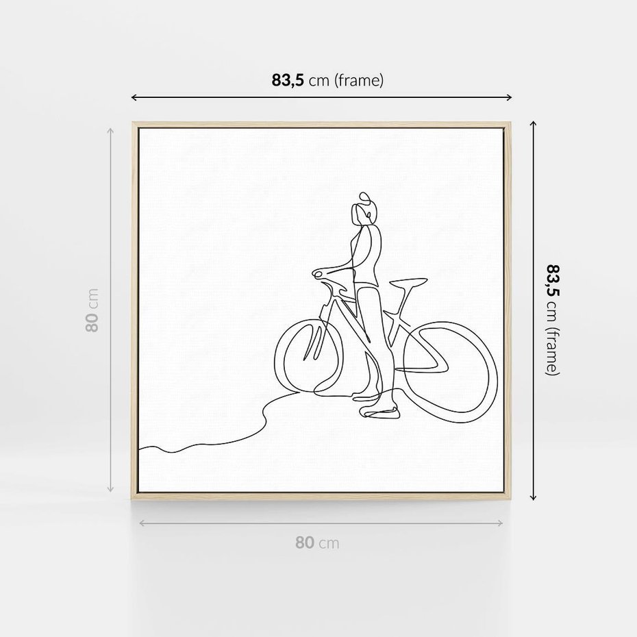 Obraz w ramie 80x80 - Minimalistyczna Przejażdżka - szkic, minimalizm - rama drewno