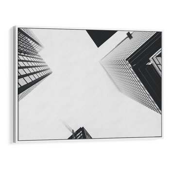 Obraz w ramie 120x80 - Nowoczesna Dynamika - perspektywa, wieżowce - rama biała