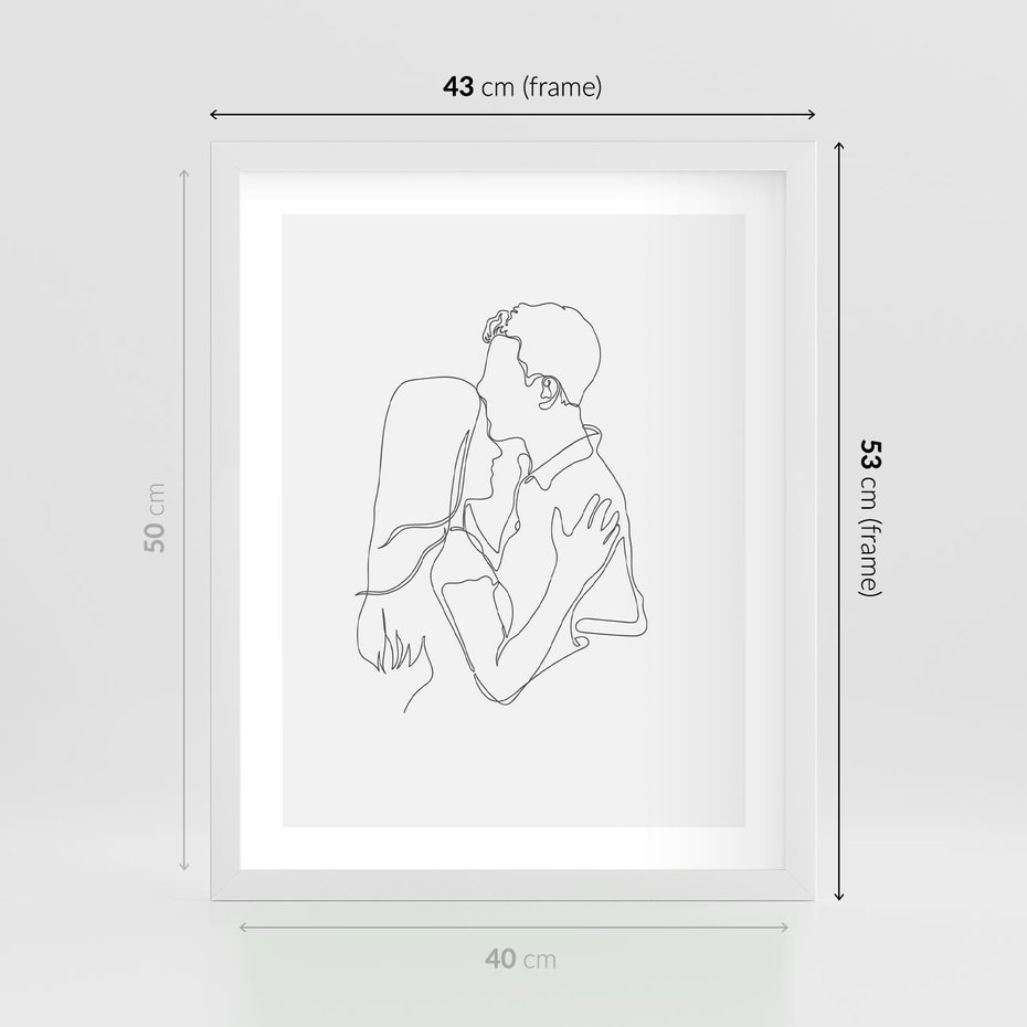 Plakat w ramie 40x50 - Bezgraniczne Przenikanie - para zakochanych, kobieta i mężczyzna - rama biała