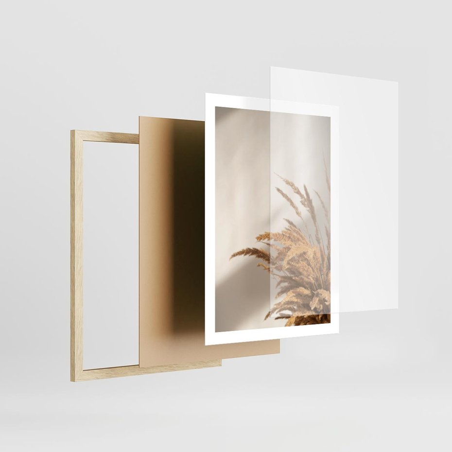 Plakat w ramie 50x70 - Swobodne trawy boho - boho, suche - rama drewno