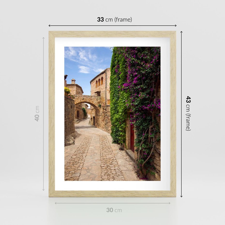 Plakat w ramie 30x40 - Uliczka pełna perspektywy i tajemnicy - uliczka, perspektywa - rama drewno