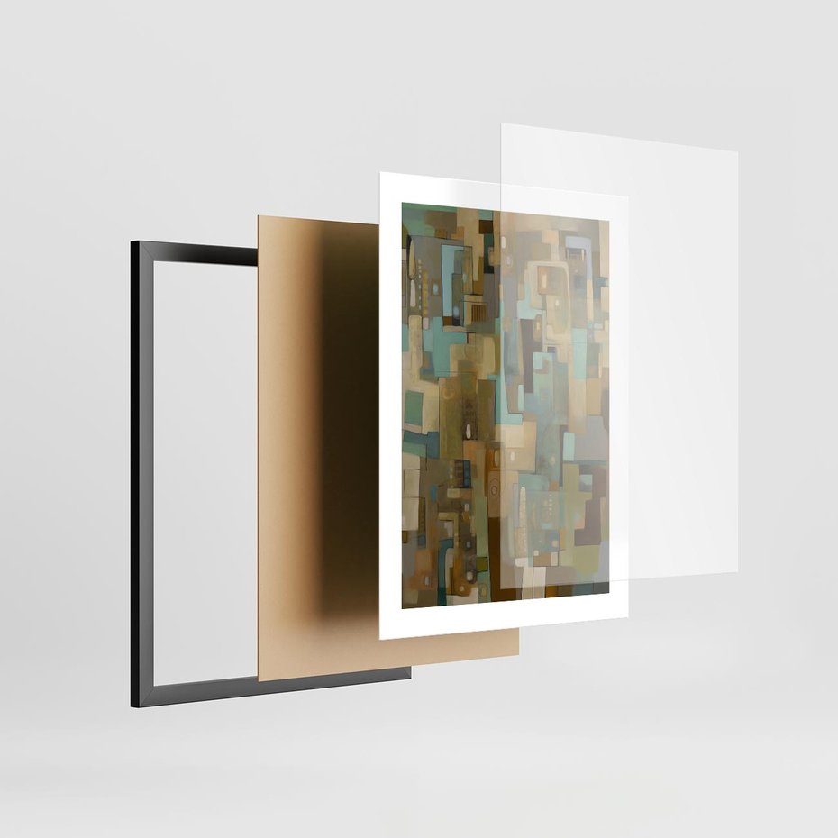 Plakat w ramie 30x40 - Kolorowe Wyobrażenia - abstrakcyjny obraz, mnogość kolorów - rama czarna