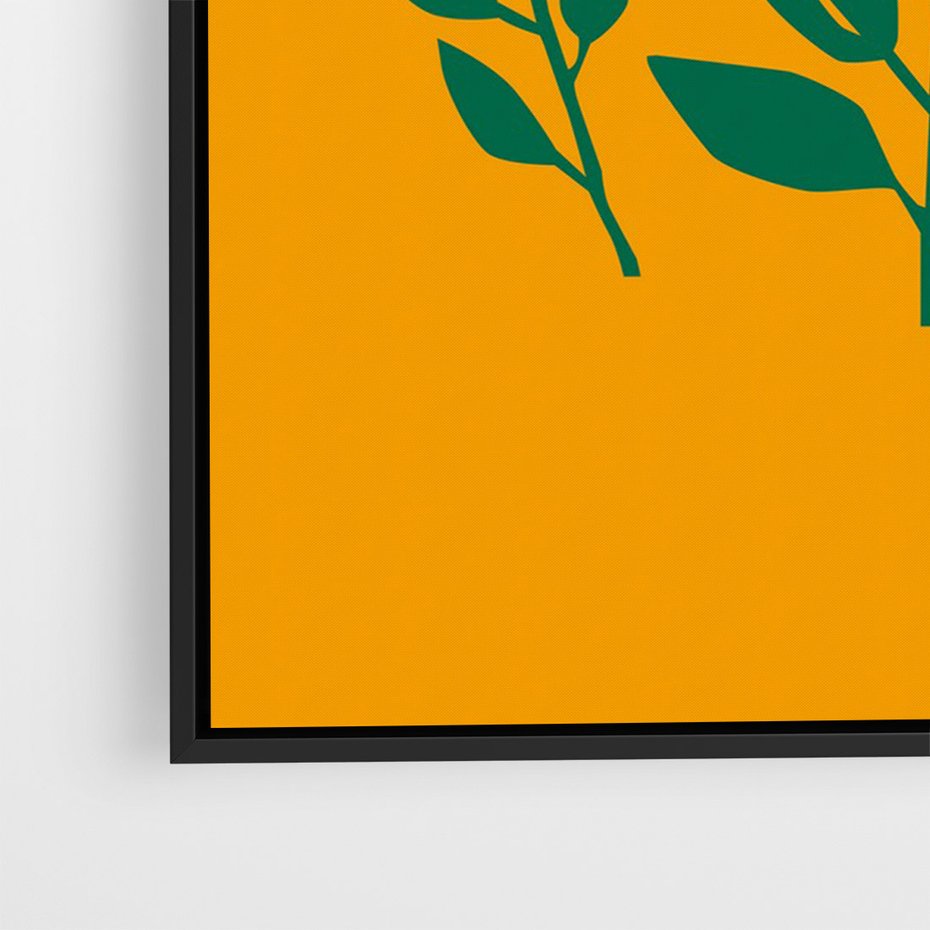 Obraz w ramie 70x100 - Kolorowe Impresje - abstrakcyjna kwiatowa kompozycja, żółte mocne tło - rama czarna