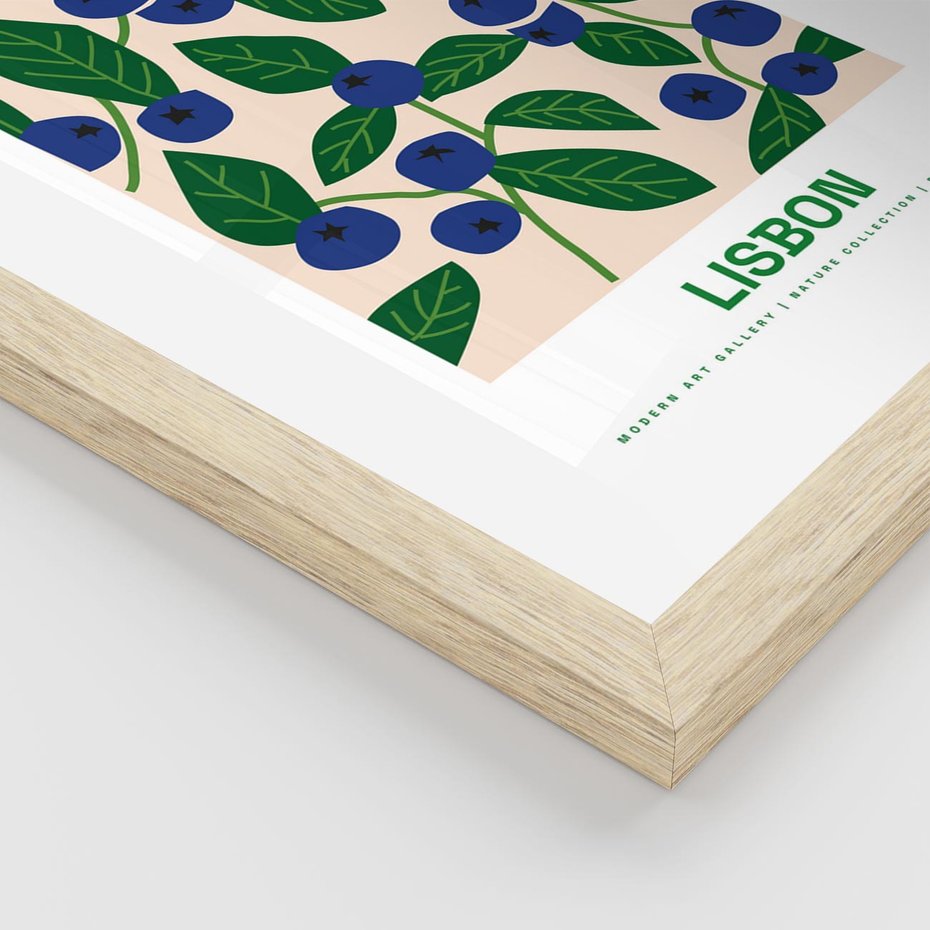 Plakat w ramie 50x70 - Migotliwe Przestrzenie - borówki, jagody - rama drewno