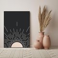 Obraz w ramie 70x100 - Słoneczny Portret Duszy - boho czarne słońce, nowoczesna grafika - rama czarna