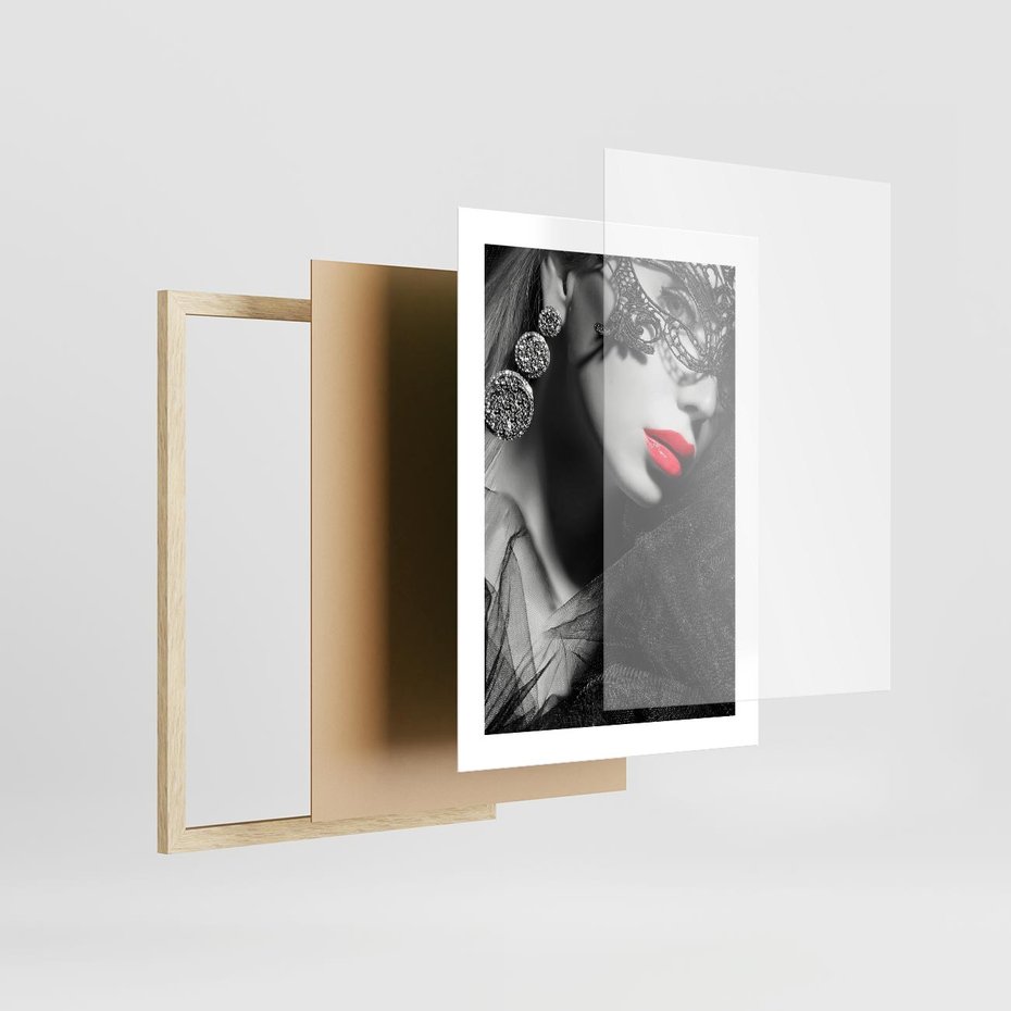Plakat w ramie 30x40 - Zmysłowe usta damy - kobieta, usta - rama drewno