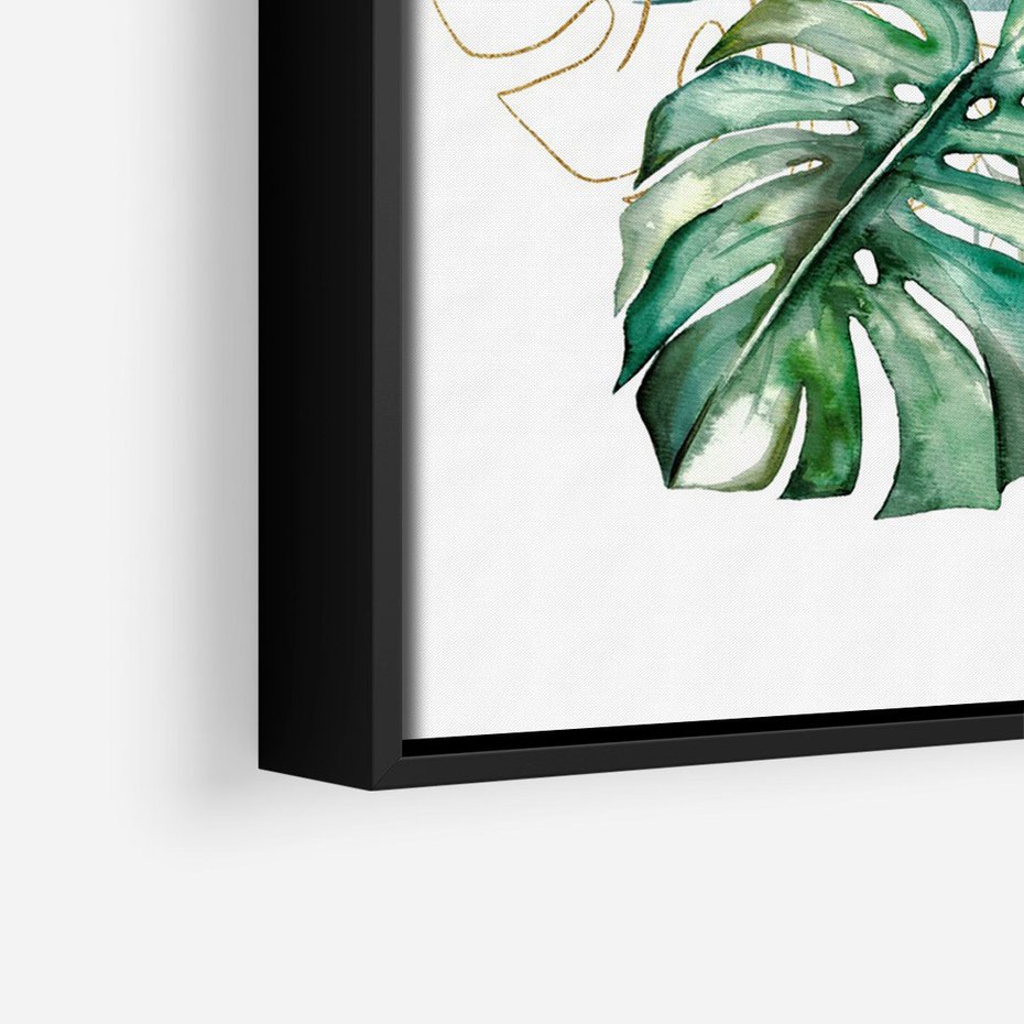 Obraz w ramie 70x100 - Luksus w Detalu - złote, liście - rama czarna