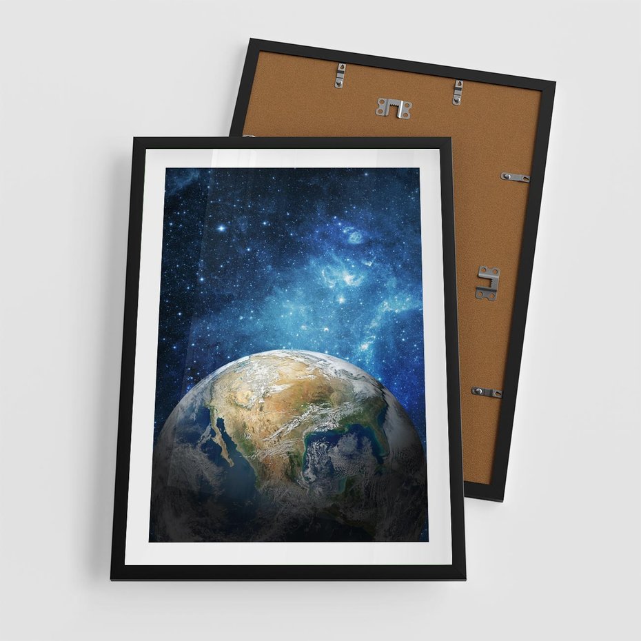 Plakat w ramie 50x70 - Kosmiczne Horyzonty - Ziemia, kosmos - rama czarna