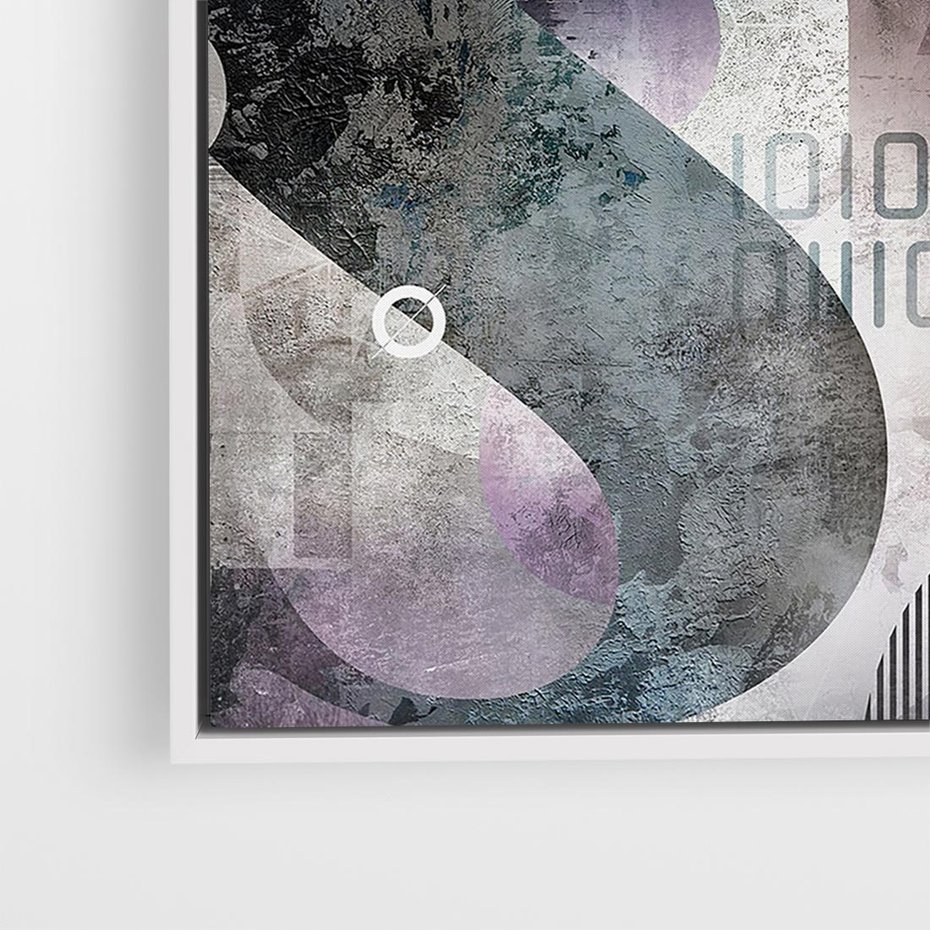 Obraz w ramie 50x50 - Nocne opowieści w barwach - typografia, abstrakcja - rama biała