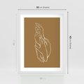 Plakat w ramie 30x40 - Splecione Dłonie - szkic, minimalizm - rama biała