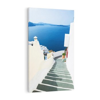 Obraz na płótnie 70x100 - Malowniczy urok wyspy - Santorini, schodki