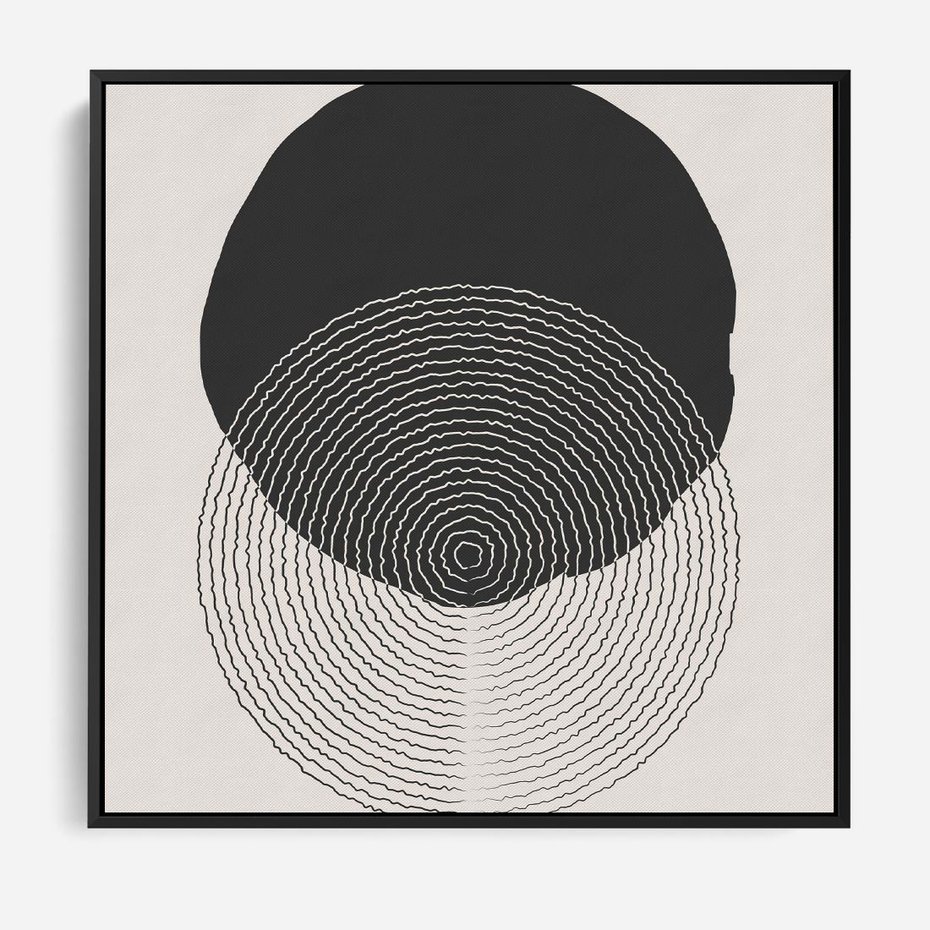 Obraz w ramie 50x50 - Boho Przenikanie Uroku - abstrakcyjna kompozycja, okręgi - rama czarna