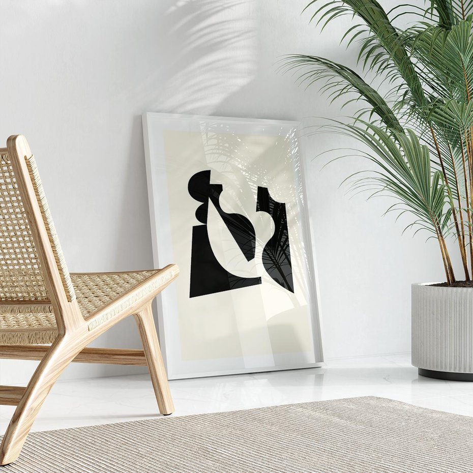 Plakat w ramie 50x70 - Tajemnicze Spektrum - abstrakcyjne kształty, geometria - rama biała