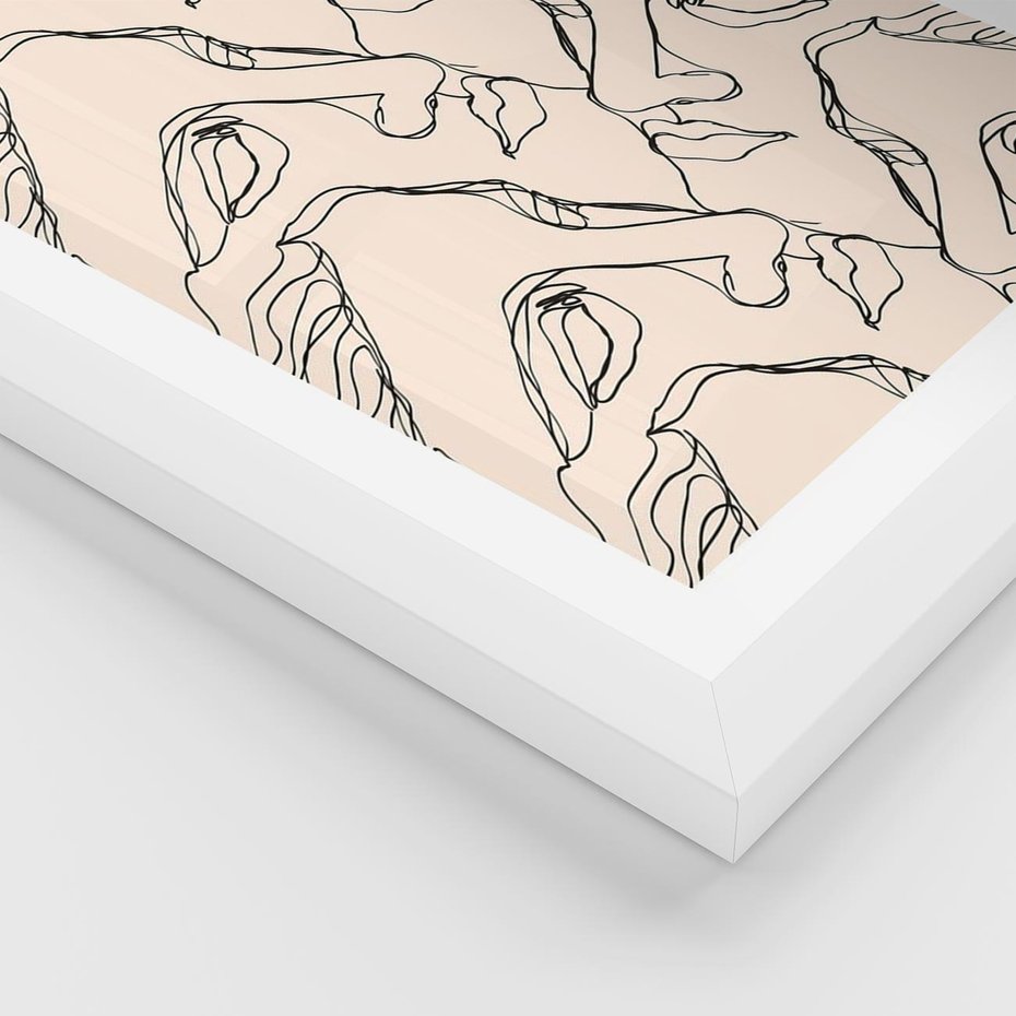 Plakat w ramie 30x40 - Grafika z Twarzami Greckiej Rzeźby - grafika, plakat - rama biała