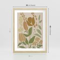 Plakat w ramie 30x40 - Beżowo i Roślinnie - nowoczesny plakat, roślinność - rama drewno