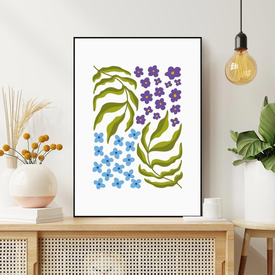 Obraz w ramie 50x70 - Księga Kształtów Bez Granic - kwiaty, sztuka nowoczesna - rama czarna