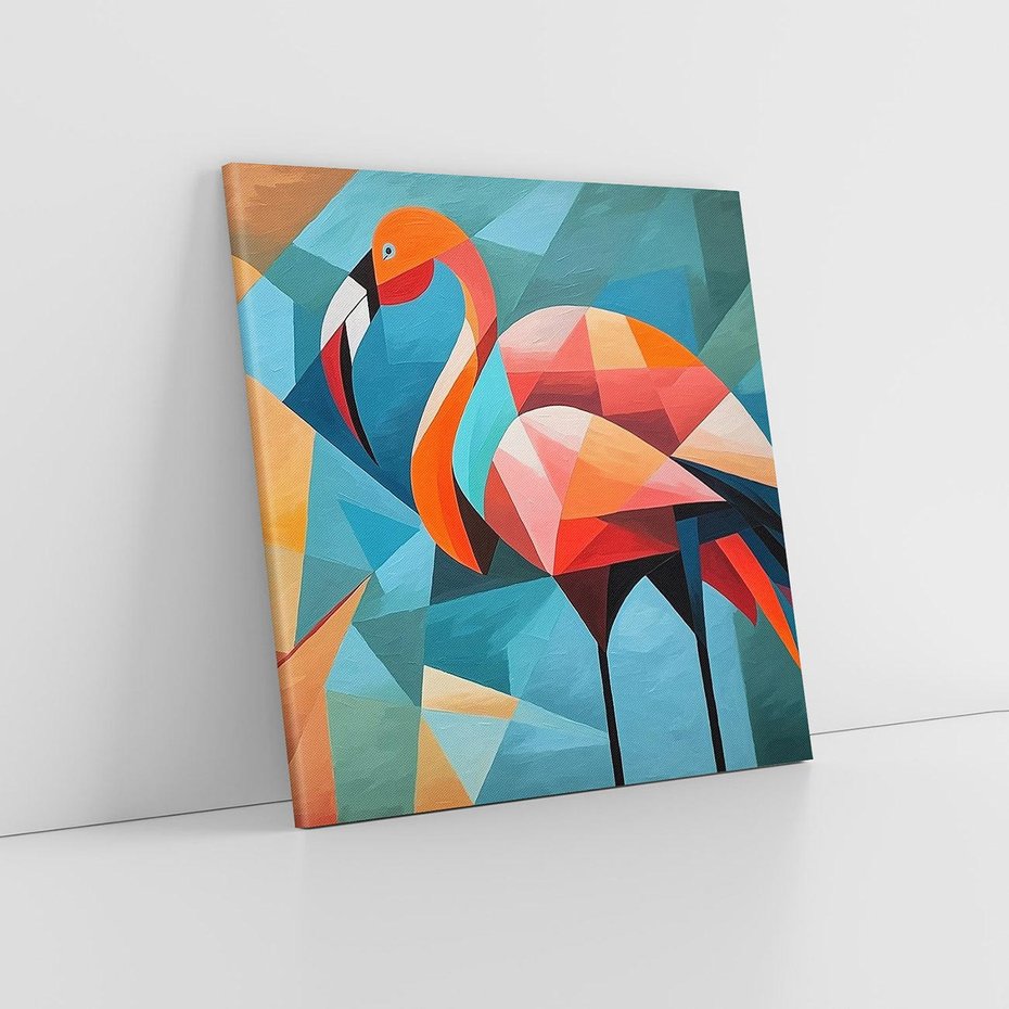 Obraz na płótnie 80x80 - Flamingo - postać flaminga, kubizm