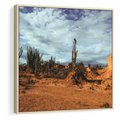 Obraz w ramie 50x50 - Skarby Pustynnego Kanionu - pustynia, kaktusy - rama drewno