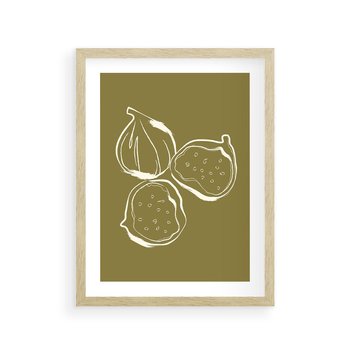 Plakat w ramie 50x70 - Podróżne Barwy - figi, minimalistyczny styl - rama drewno