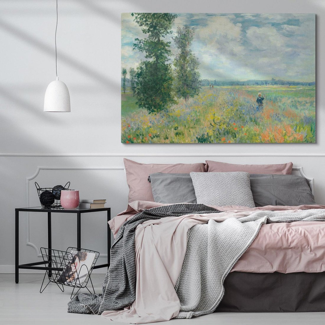 Obraz na płótnie 100x70 - Pola makowe w okolicach Argenteuil (1875), Claude Monet - Reprodukcja - reprodukcja, obraz na płótnie
