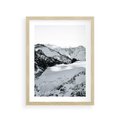 Plakat w ramie 30x40 - Biały Zimowy Pejzaż - góry w zimie, ośnieżone wysokie szczyty - rama drewno