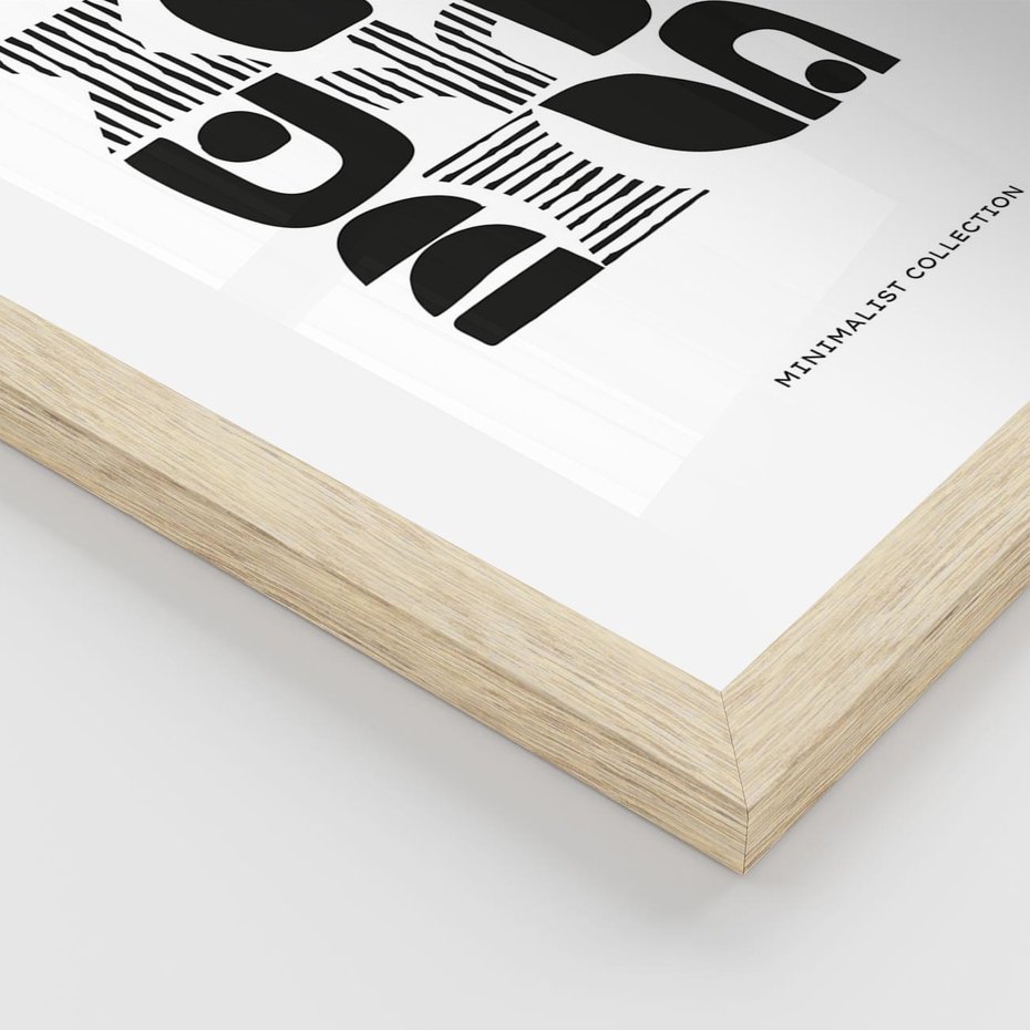 Plakat w ramie 50x70 - Taniec Dziwacznych Kresek - minimalistyczny plakat, czarno biały - rama drewno