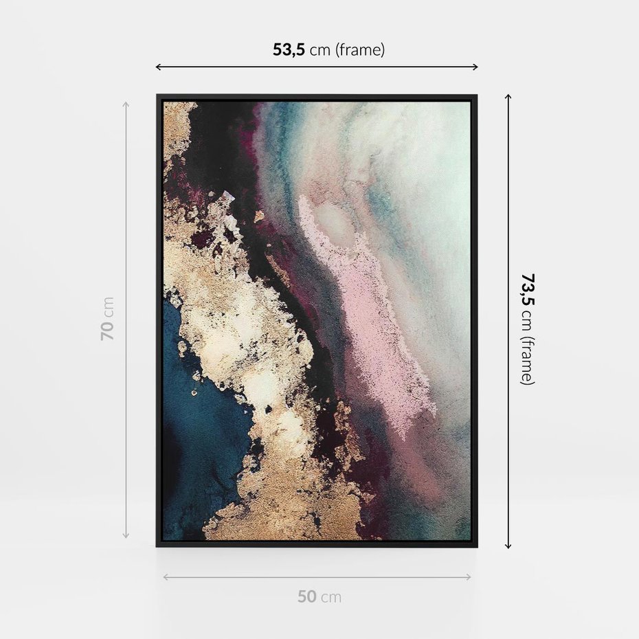 Obraz w ramie 50x70 - Elegancki Impuls - abstrakcyjne plamy, rozlana farba - rama czarna