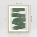 Plakat w ramie 40x50 - Zielone Refleksje - abstrakcja, zgaszony zielony kolor - rama drewno