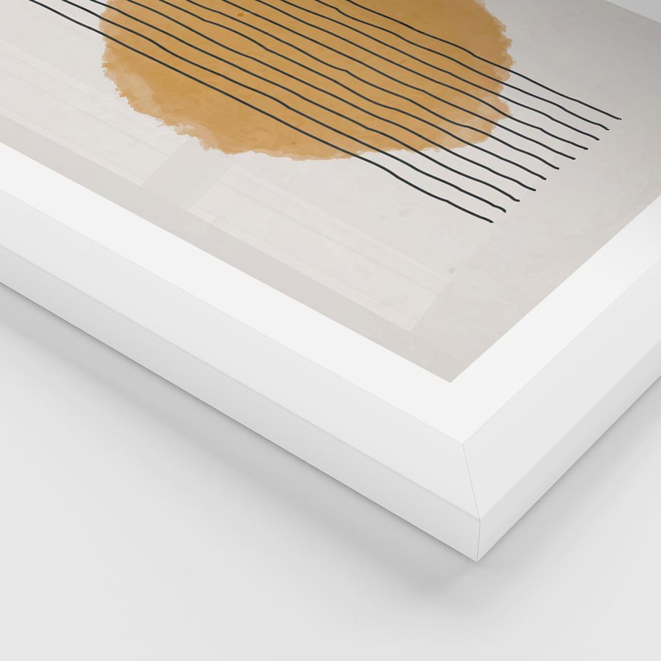 Plakat w ramie 50x70 - Taniec Emocji - abstrakcyjne akwarelowe plamy, nieregularne kreski - rama biała