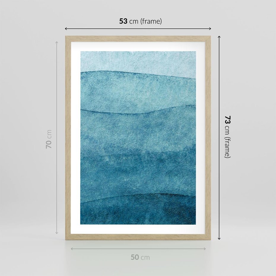 Plakat w ramie 50x70 - Kolorowe fale akwareli - akwarela, fale - rama drewno