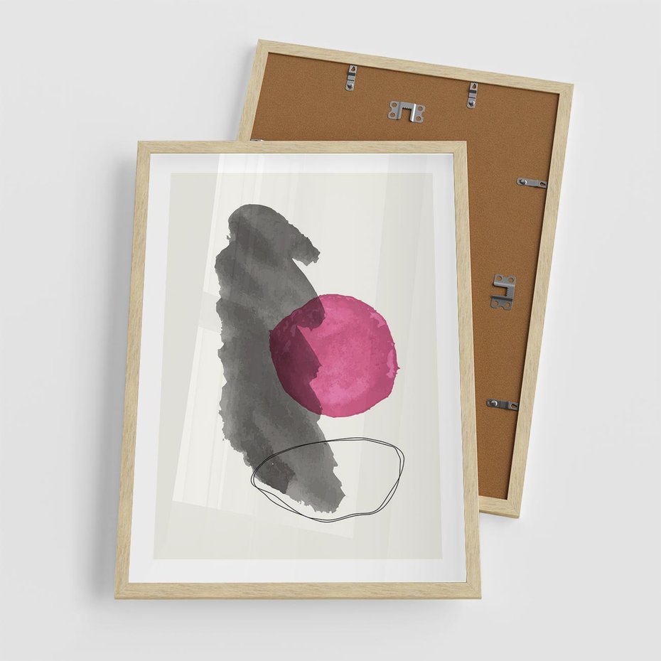 Plakat w ramie 50x70 - Bezczasowe Rytmy - abstrakcyjne nieregularne plamy, czarny - rama drewno