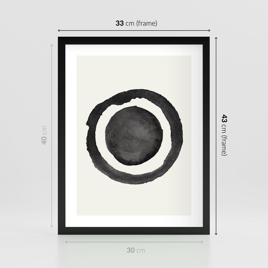 Plakat w ramie 30x40 - Bezgraniczne Widoki - abstrakcyjne plamy okręgi, akwarelowe - rama czarna