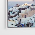 Obraz w ramie 80x80 - Biel ponad Błękitem - Santorini, białe budynki - rama biała
