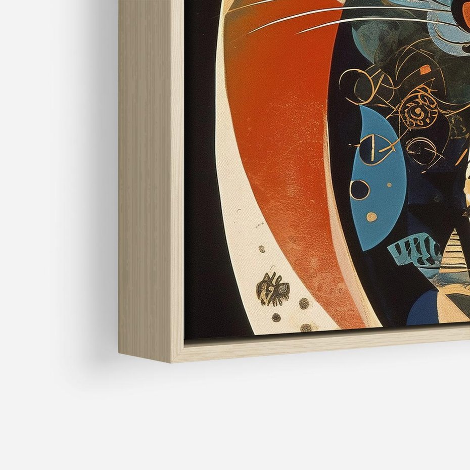 Obraz w ramie 50x50 - Księga Surrealnych Wymiarów - abstrakcyjny obraz olejny, kot - rama drewno